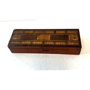 Vintage Mahjong Set Bone Counting Sticks Ming Jar Discs Dice Wooden Storage Box